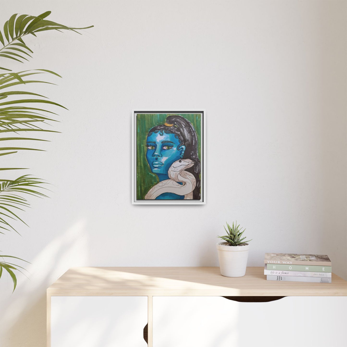 “Blue Muse with Serpent” – Limited Fine Art Canvas Print by Sophie Lior