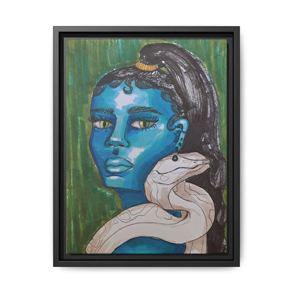 “Blue Muse with Serpent” – Limited Fine Art Canvas Print by Sophie Lior