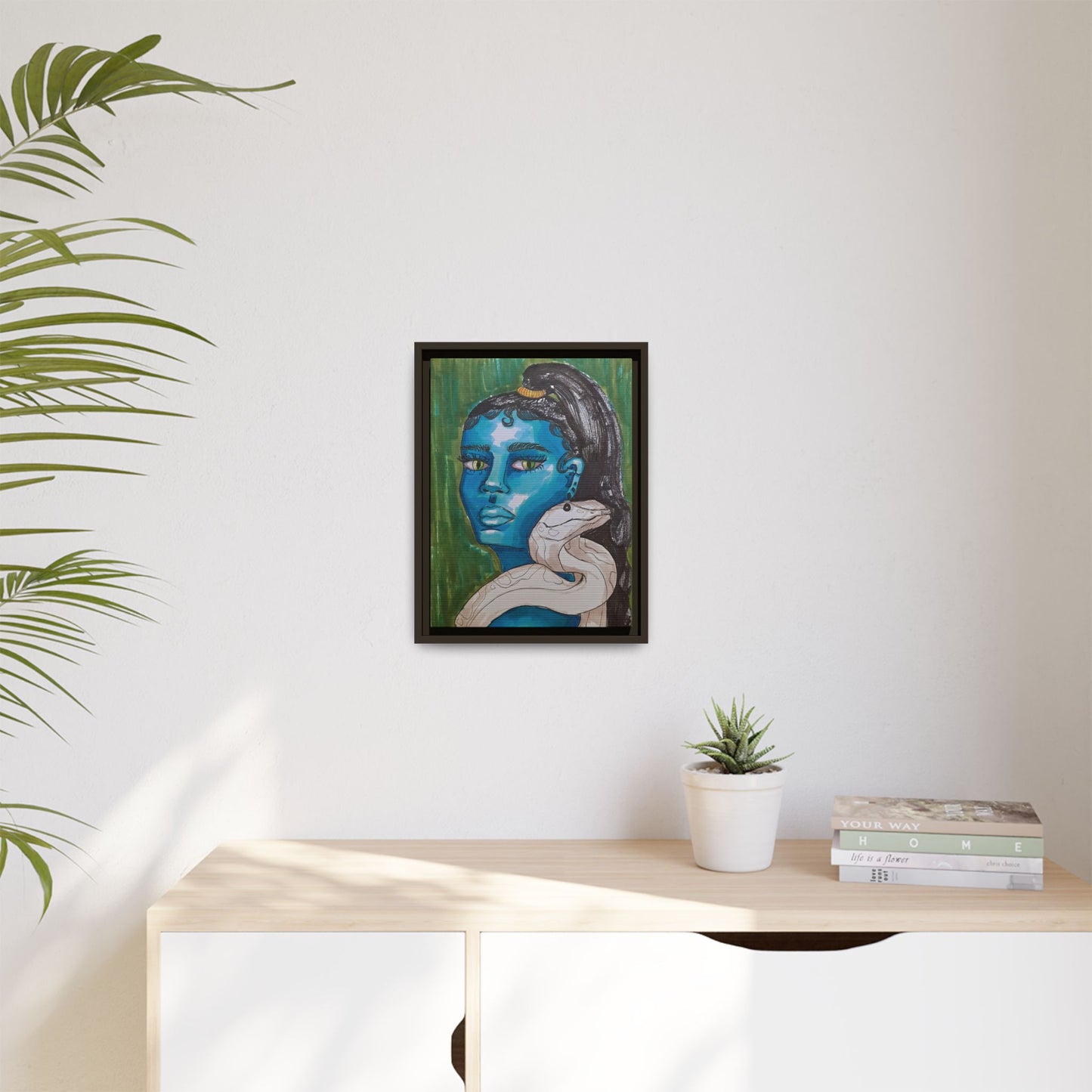 “Blue Muse with Serpent” – Limited Fine Art Canvas Print by Sophie Lior