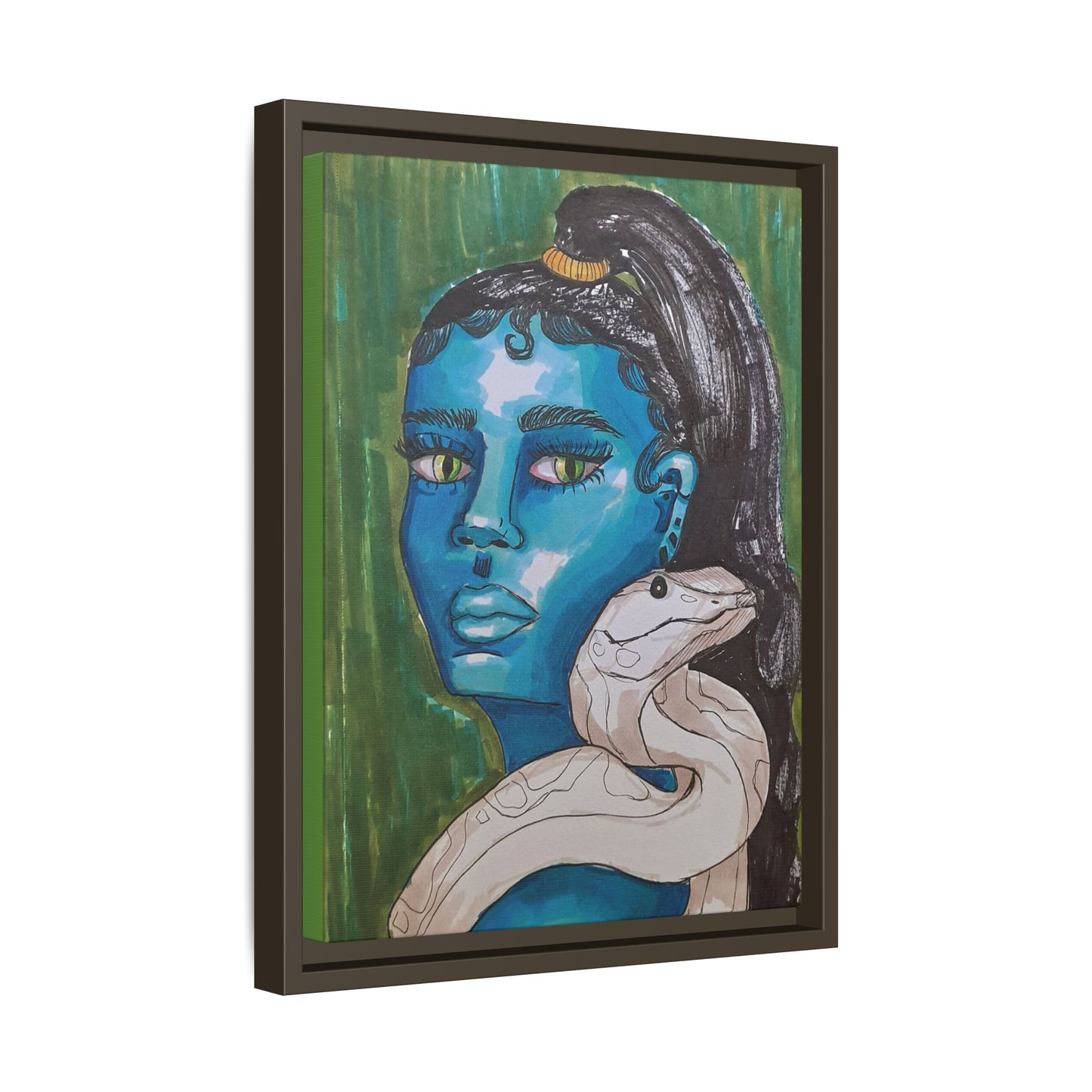 “Blue Muse with Serpent” – Limited Fine Art Canvas Print by Sophie Lior