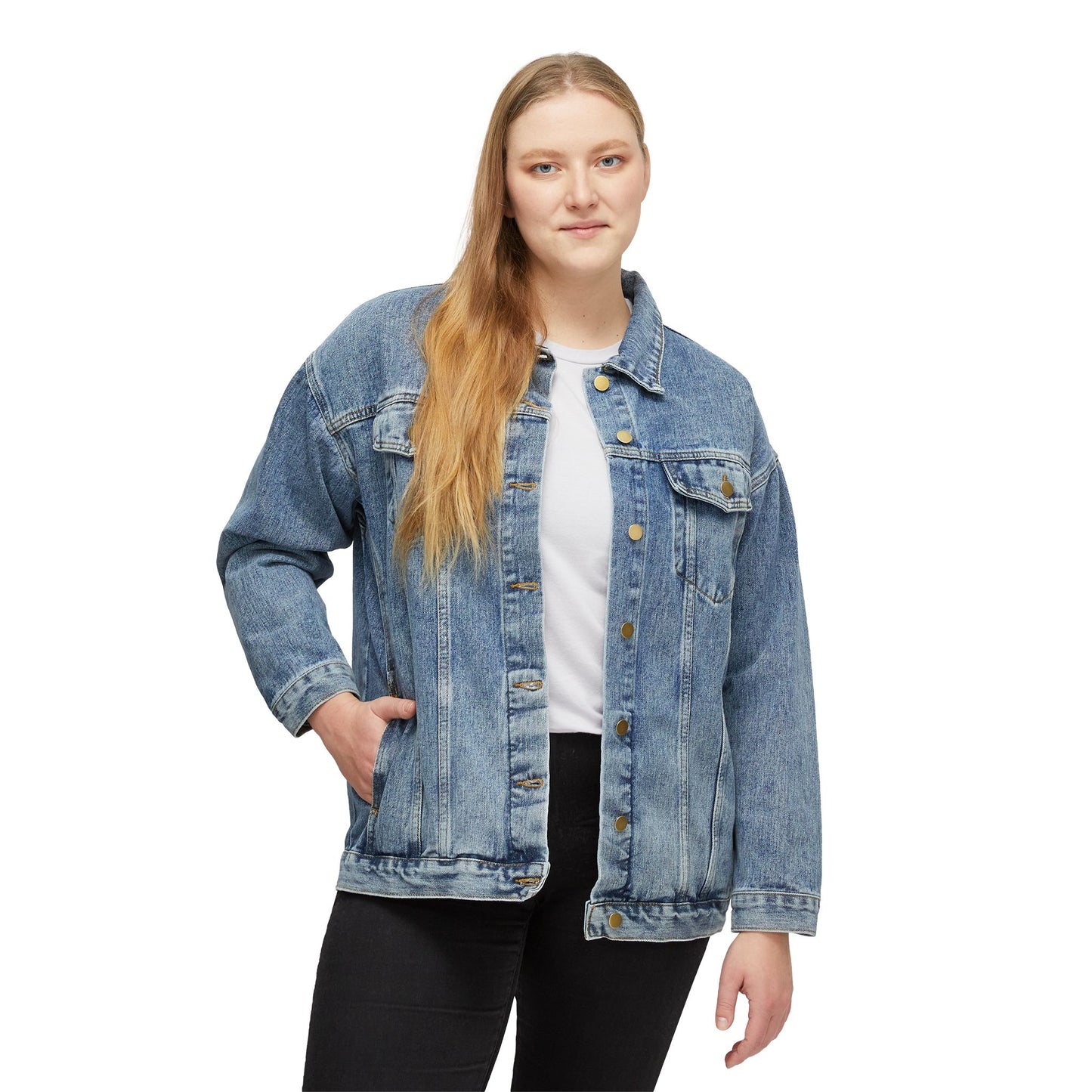Little Ozzy | Women’s Denim Jacket | Moonrise Bat Backprint