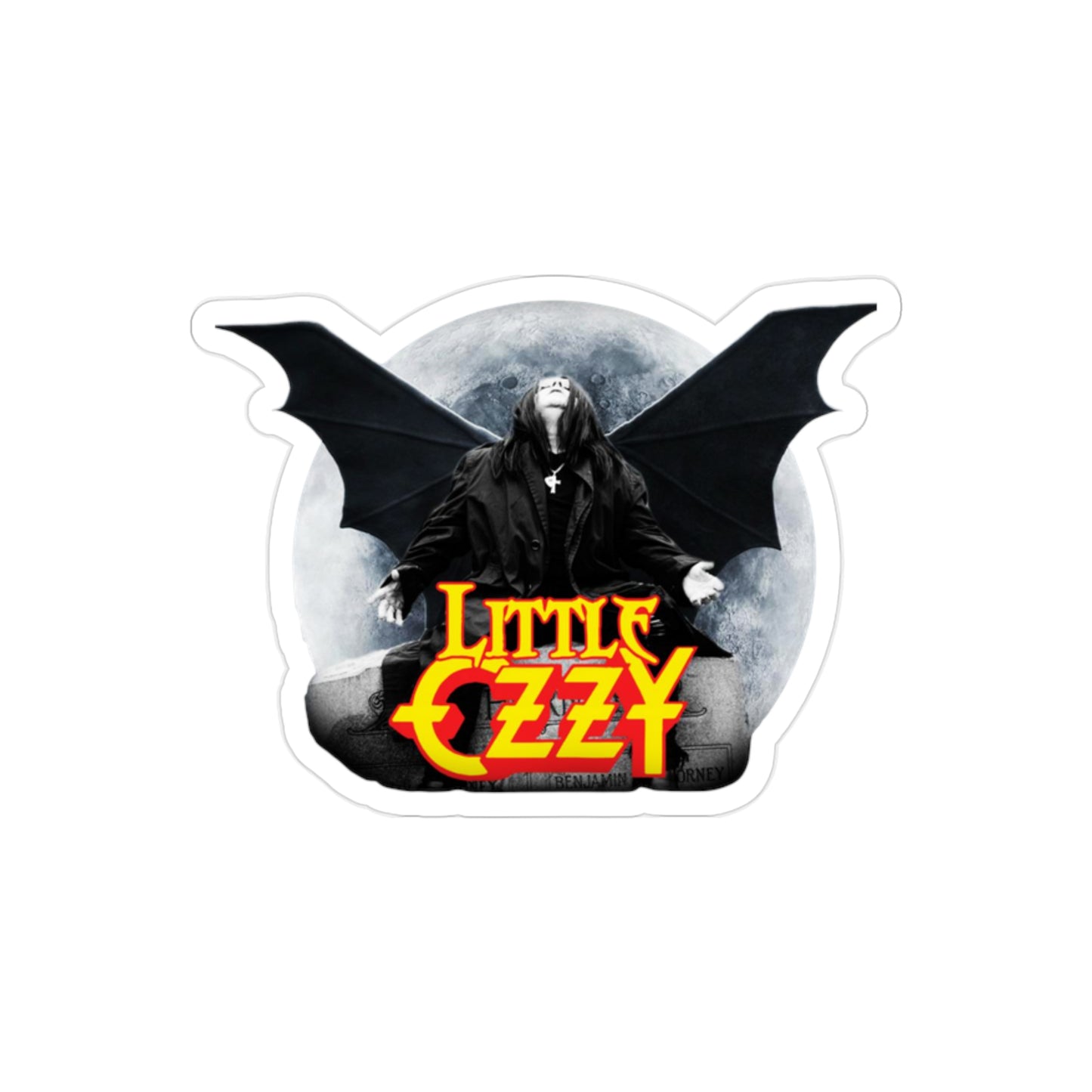 Little Ozzy | Outdoor Die Cut Transparent Sticker | Bat Wing Moon
