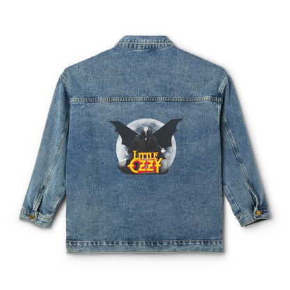 Little Ozzy | Women’s Denim Jacket | Moonrise Bat Backprint