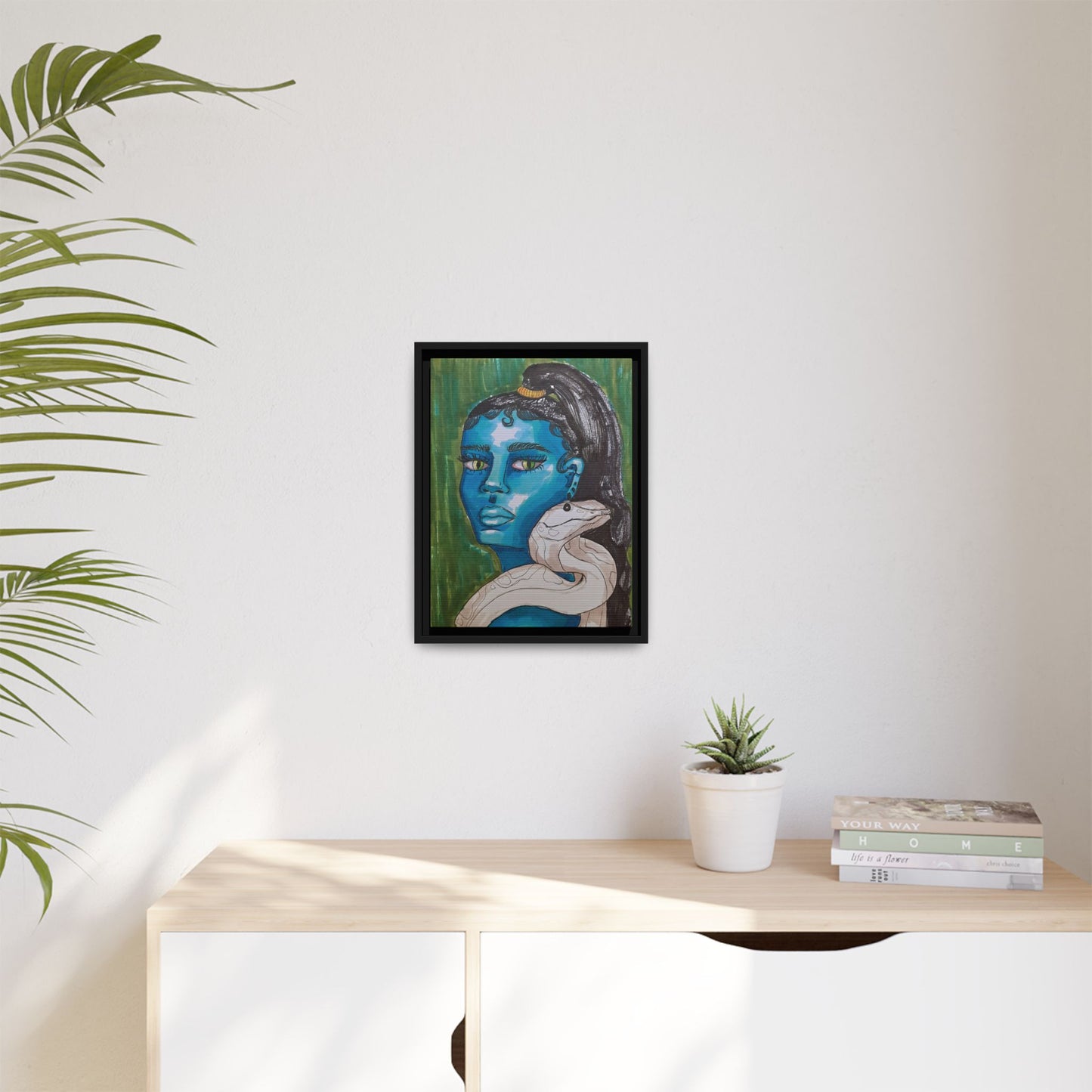 “Blue Muse with Serpent” – Limited Fine Art Canvas Print by Sophie Lior