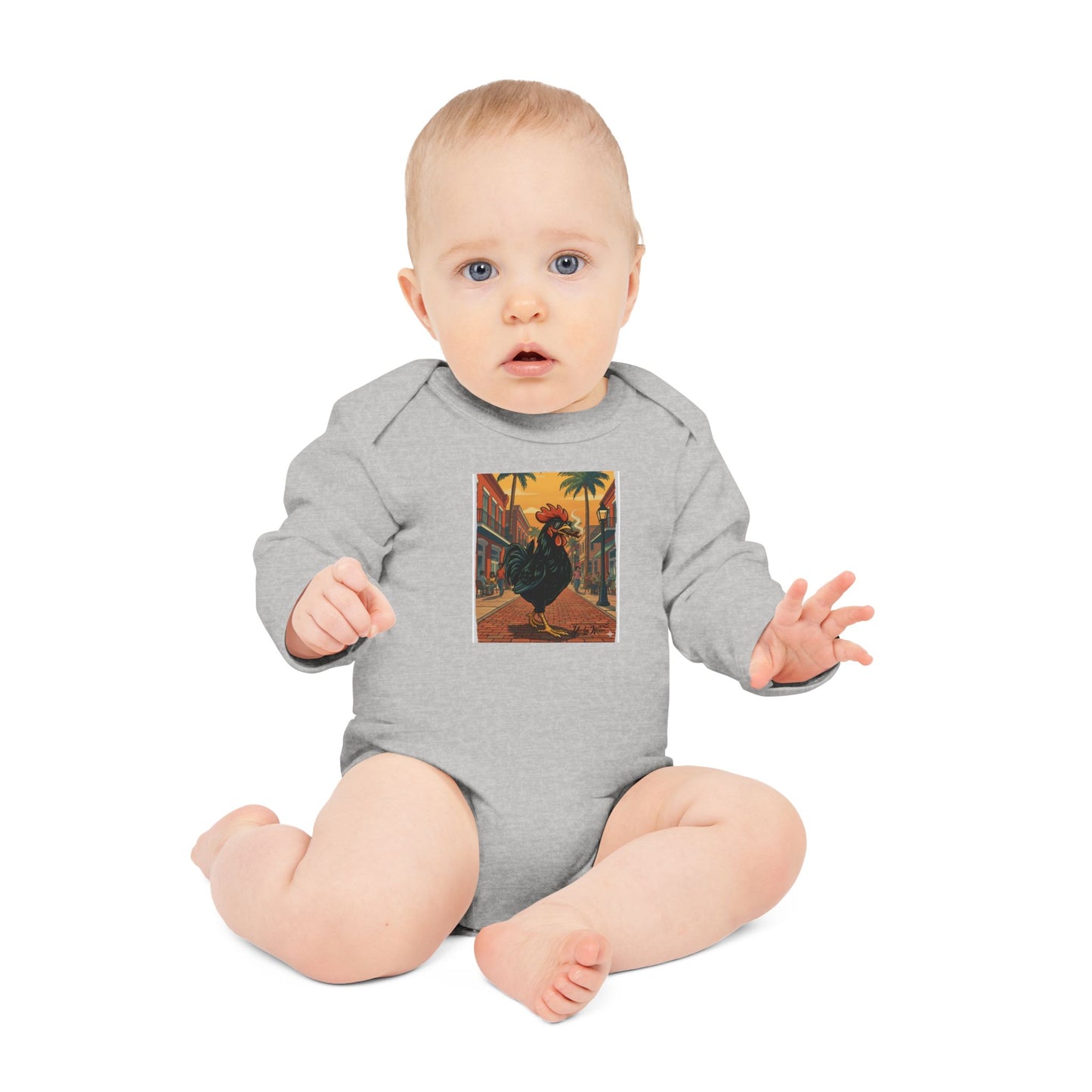 Yerba Wear | Baby Long Sleeve Bodysuit | Ybor Rooster
