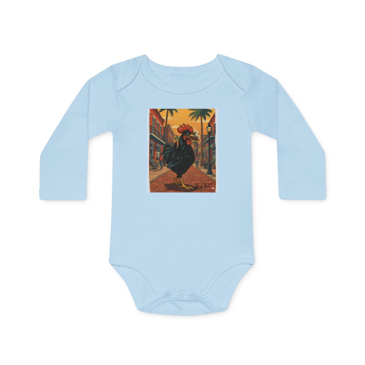Yerba Wear | Baby Long Sleeve Bodysuit | Ybor Rooster