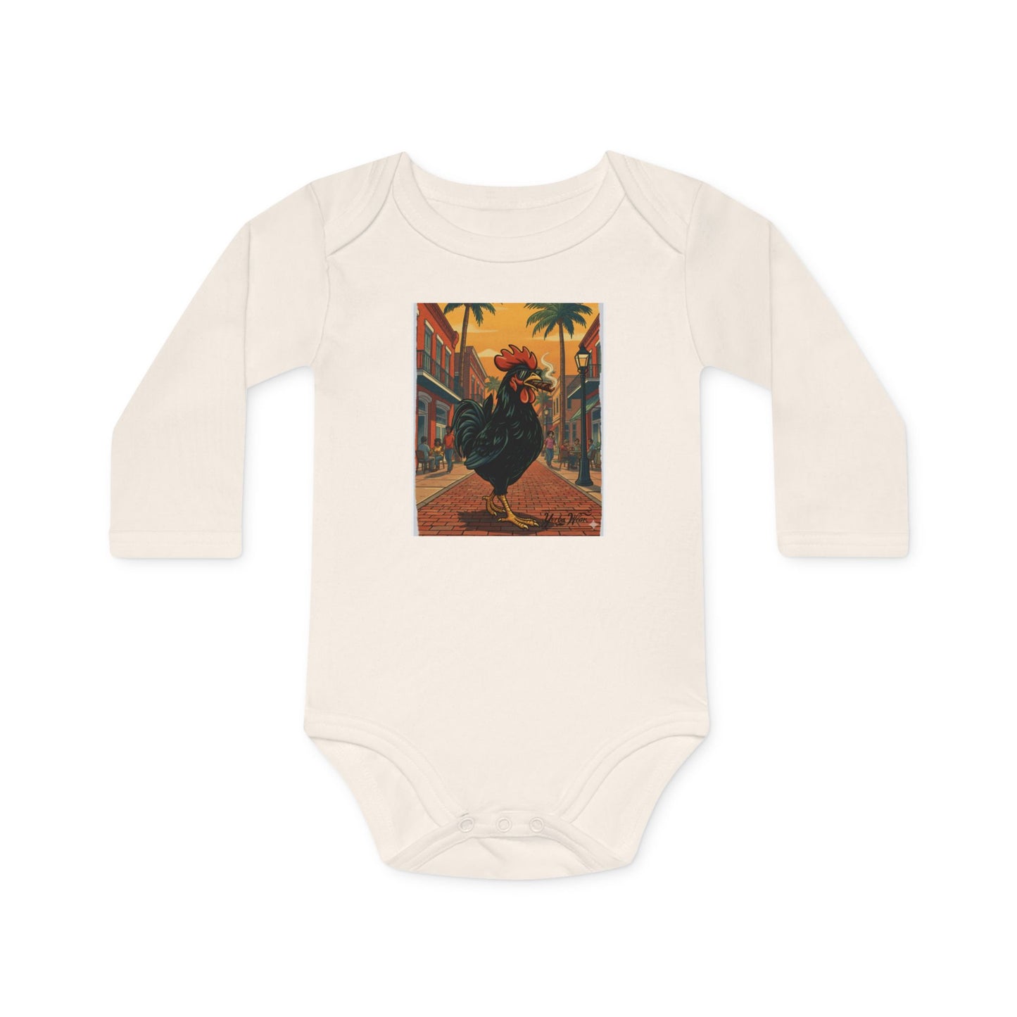 Yerba Wear | Baby Long Sleeve Bodysuit | Ybor Rooster