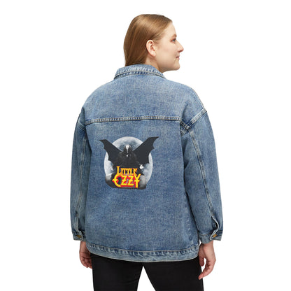 Little Ozzy | Women’s Denim Jacket | Moonrise Bat Backprint