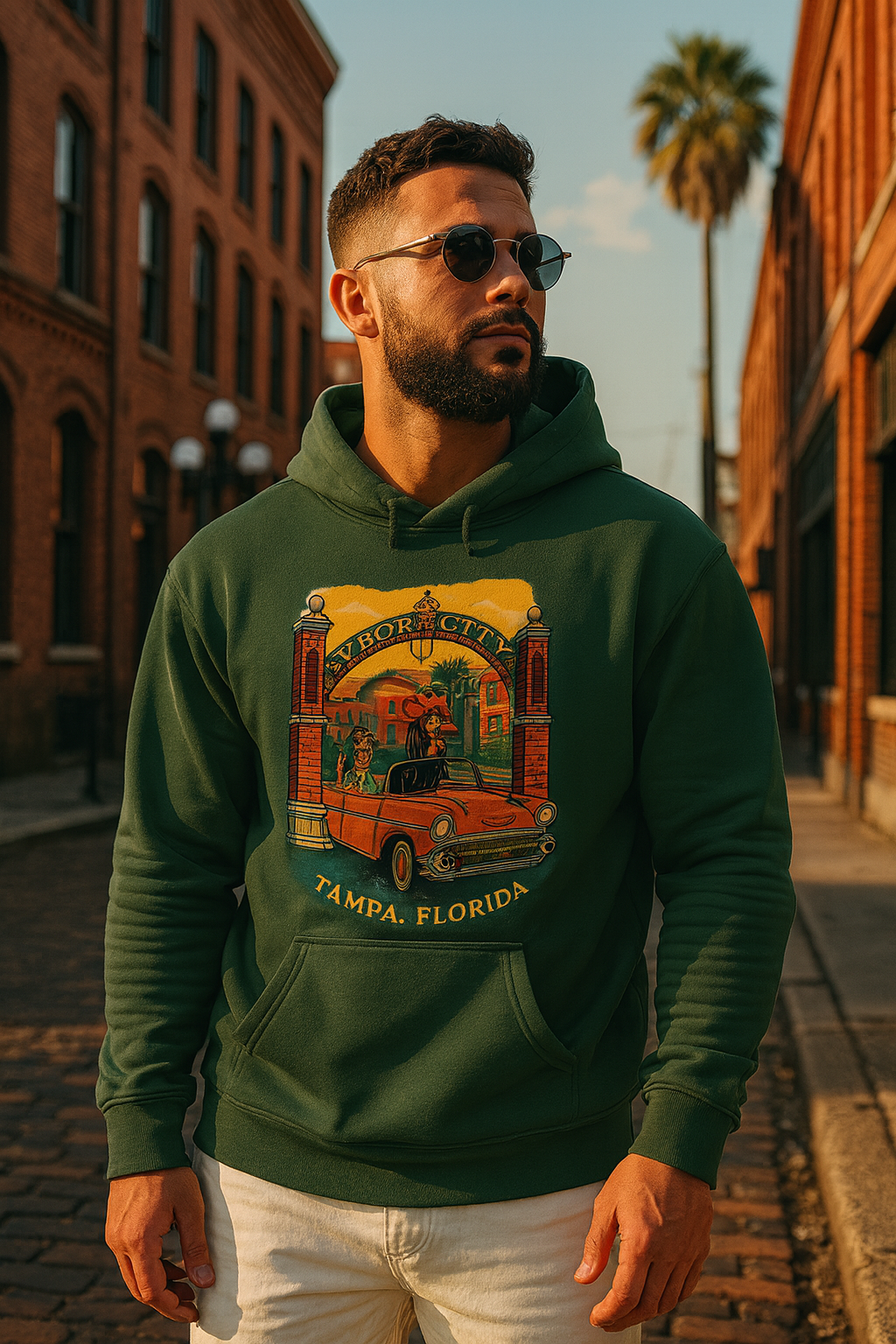 Yerba Wear Ybor City Street-Rooster Hoodie