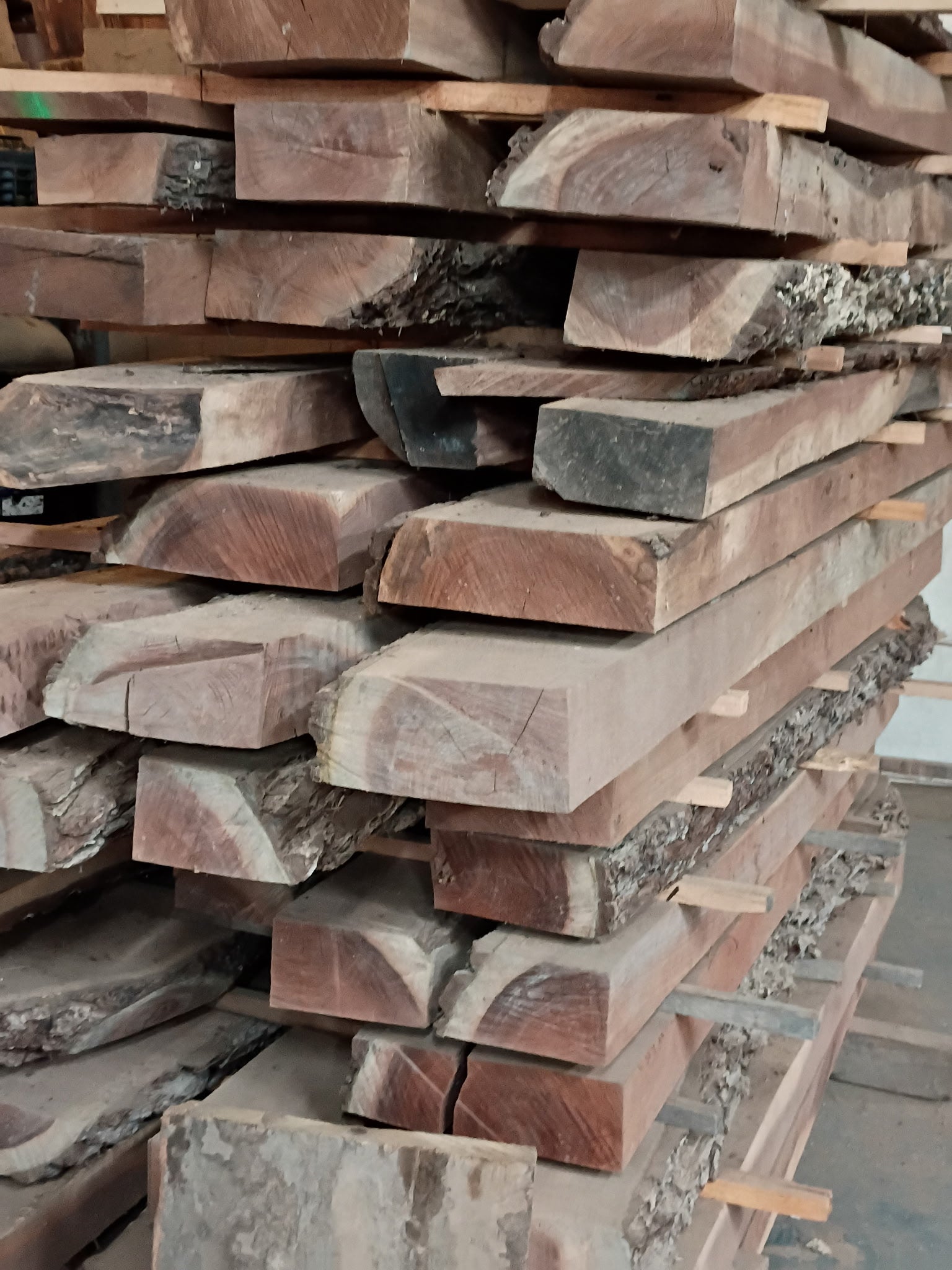 White oak live edge slab reclaimed mantle shelf