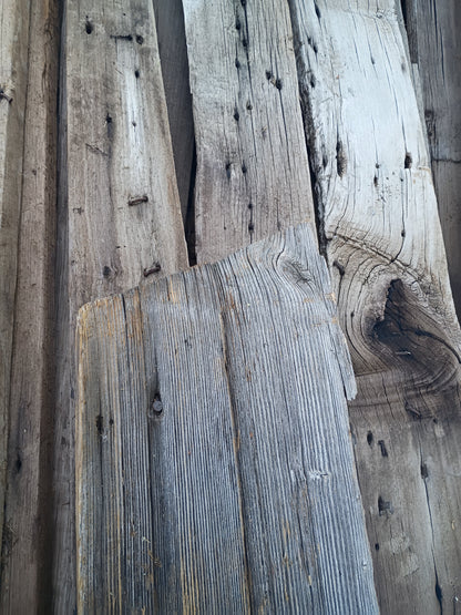 Reclaimed yellow poplar wood grain close up