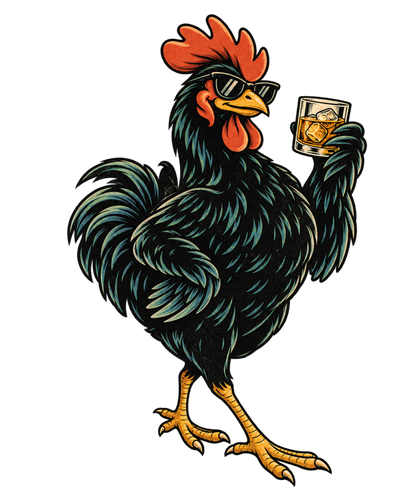 Whisky Business | Whisky-Drinking Rooster T-Shirt