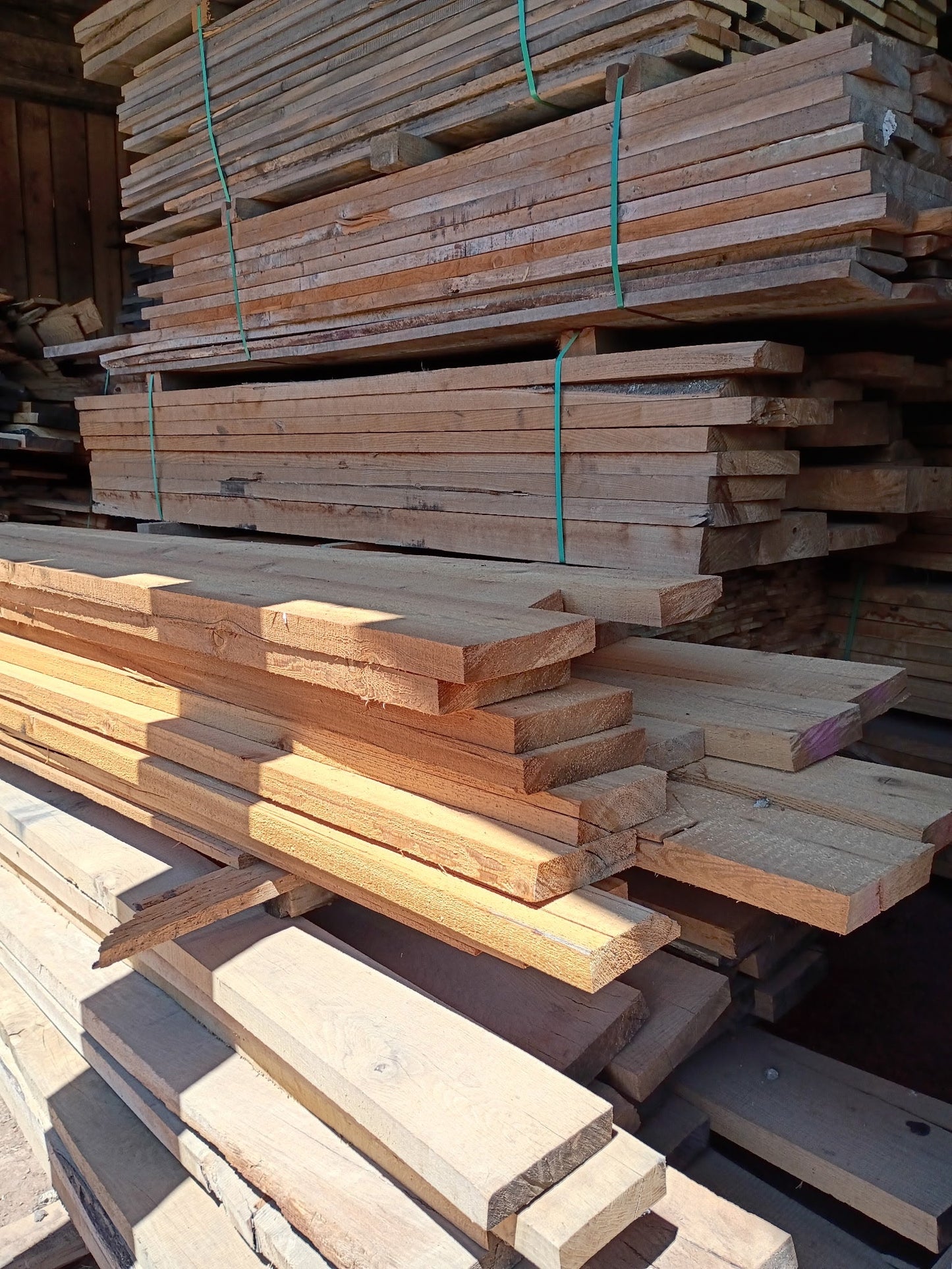 Reclaimed western cedar lumber bound and ready