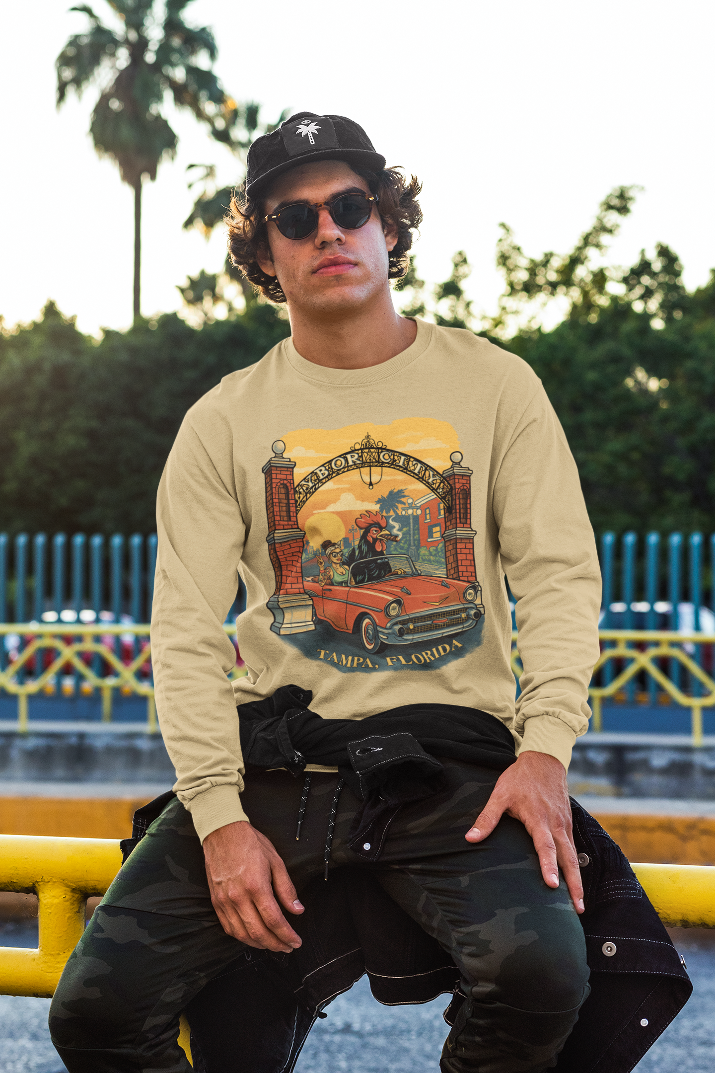 Yerba Wear | Ybor City Street-Rooster Long Sleeve