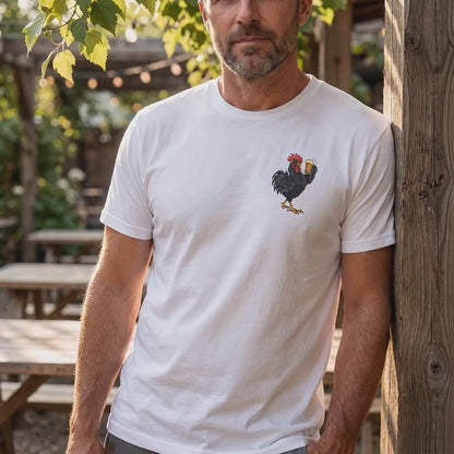 Brewed Awakening | Beer-Drinking Rooster T-Shirt